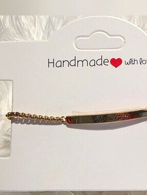 Handmade Gold 'Sister in Christ' Bar Bracelet